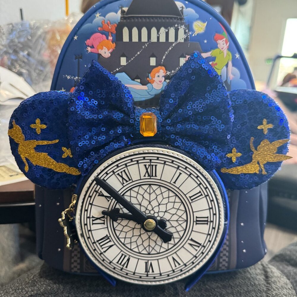 Loungefly Disney Peter Pan Glow Clock with Custom Ears NWT - Picture 4 of 5